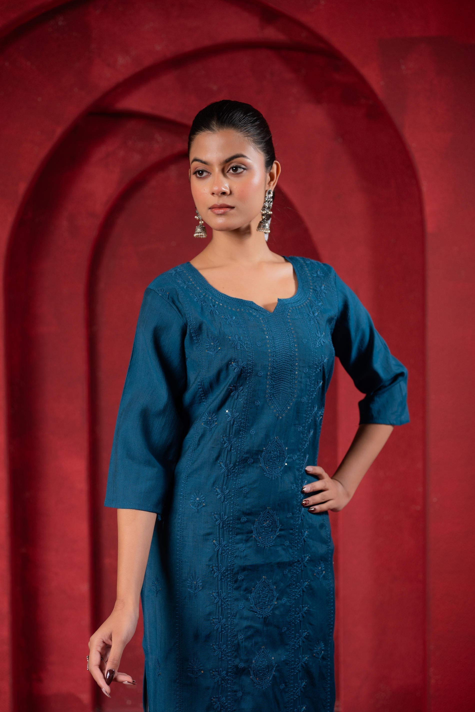 Juniper Teal Embroidered Kurta