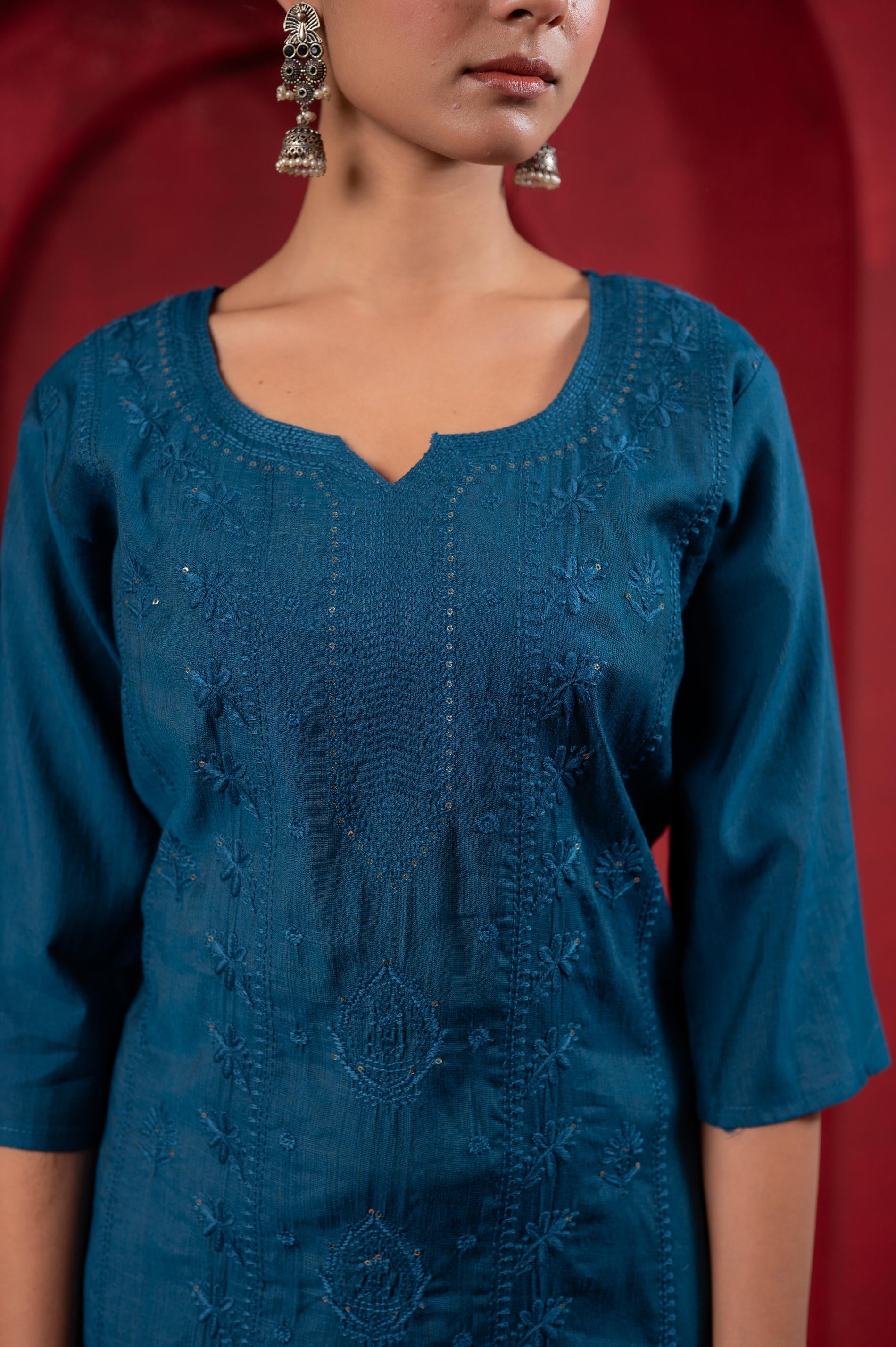 Juniper Teal Embroidered Kurta
