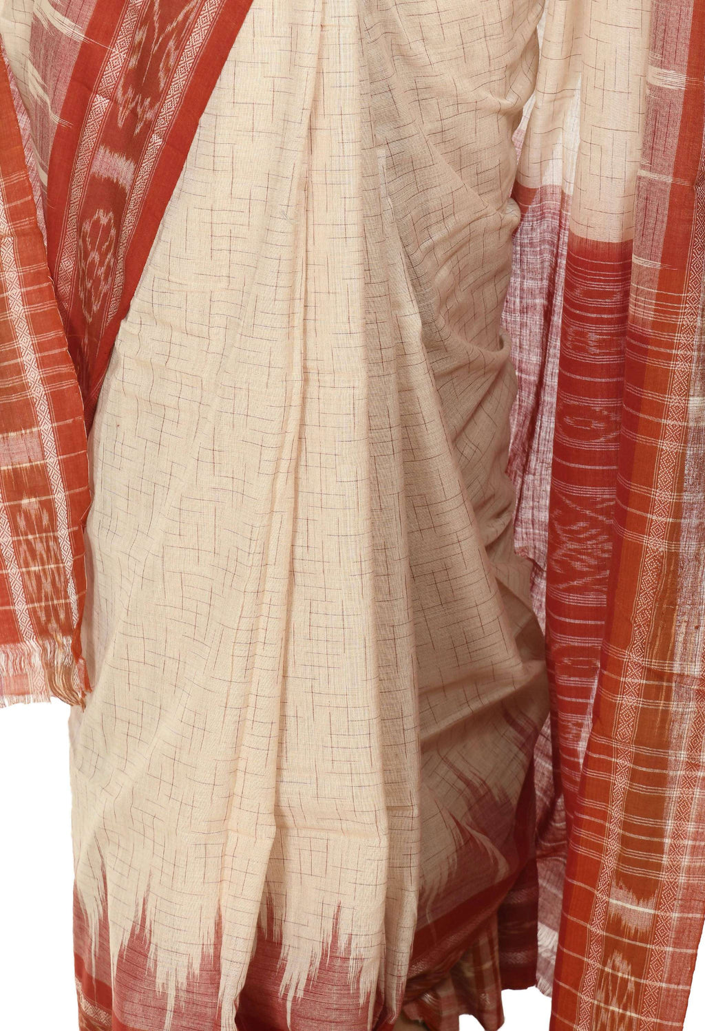 Vamika Sambalpuri Ikat Cotton Jharana Tasrite & Maroon Saree
