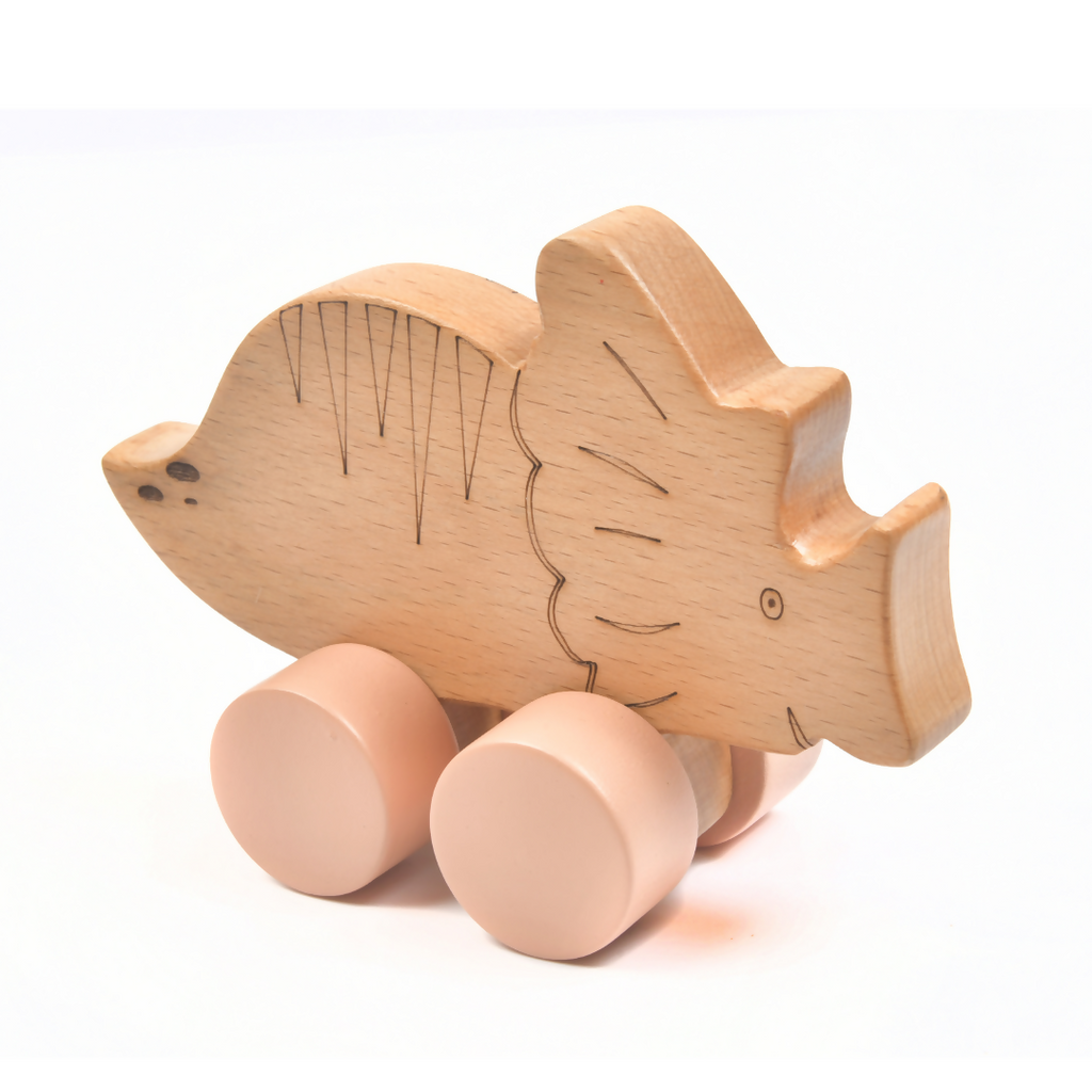 Nesta Toys Wooden Dinosaur Pull Along Toy for Toddlers & Infant 6+ Months, Wooden Toy for Babies