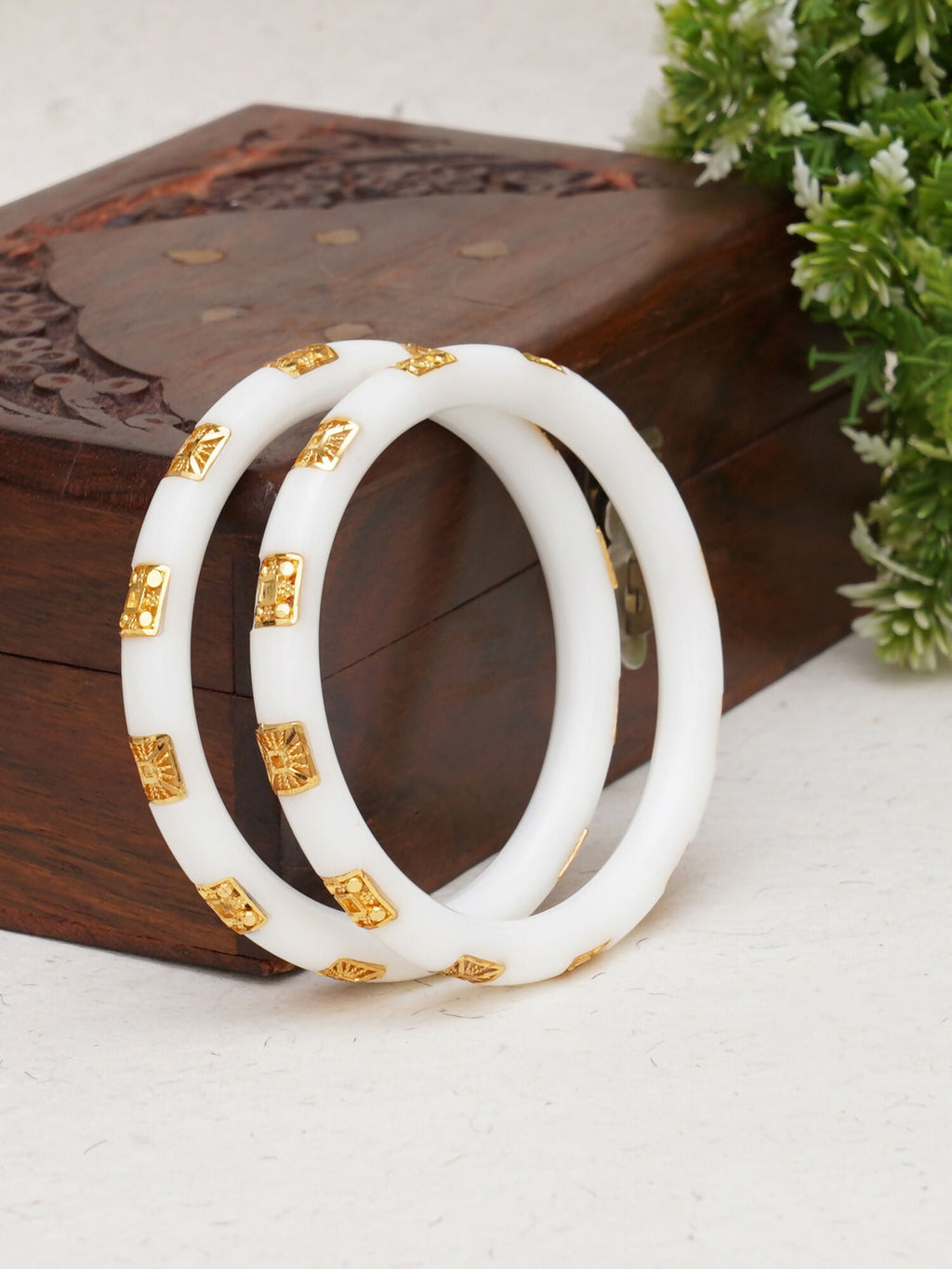 Golden Bangles (White) - Ruby Raang