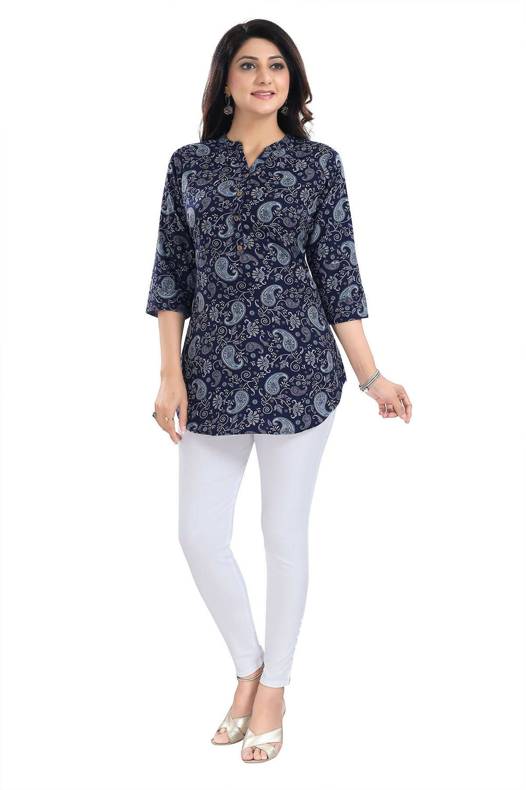Snehal Creations Ethnic Galore Blue Short Tunic Top for Women
