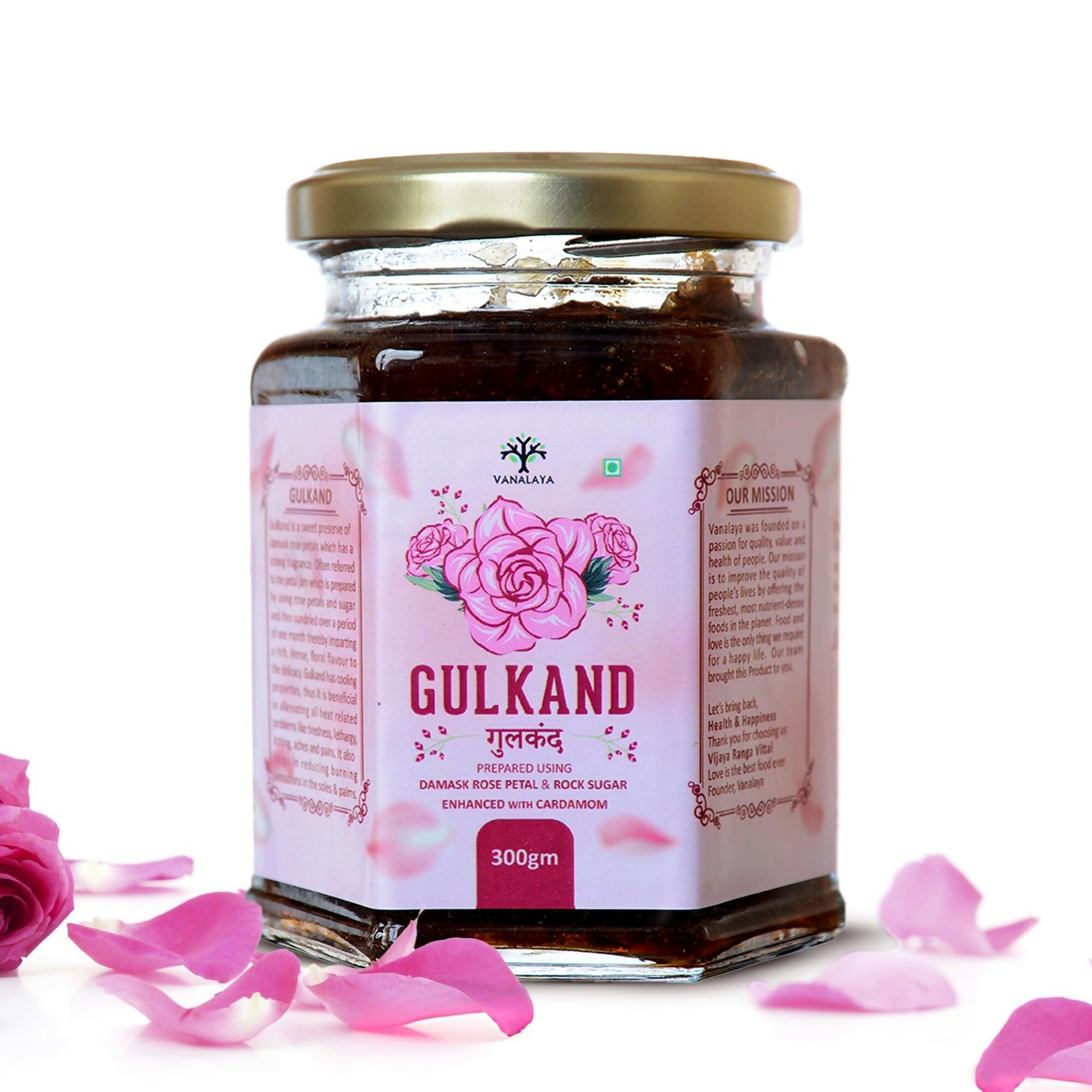 Vanalaya Gulkand Prepared using Sun Cooked Damask Rose & Cardamon