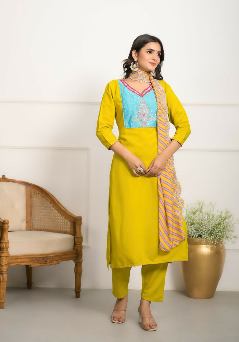 Festive Wear Ethnic Yellow Viscose Stitched Suit With Dupatta - Tanisha