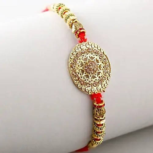 Luxury American Diamond Rakhi and Soan Papdi