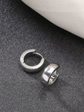 NVR Men's Silver-Plated Stainless Steel Hoop Earrings