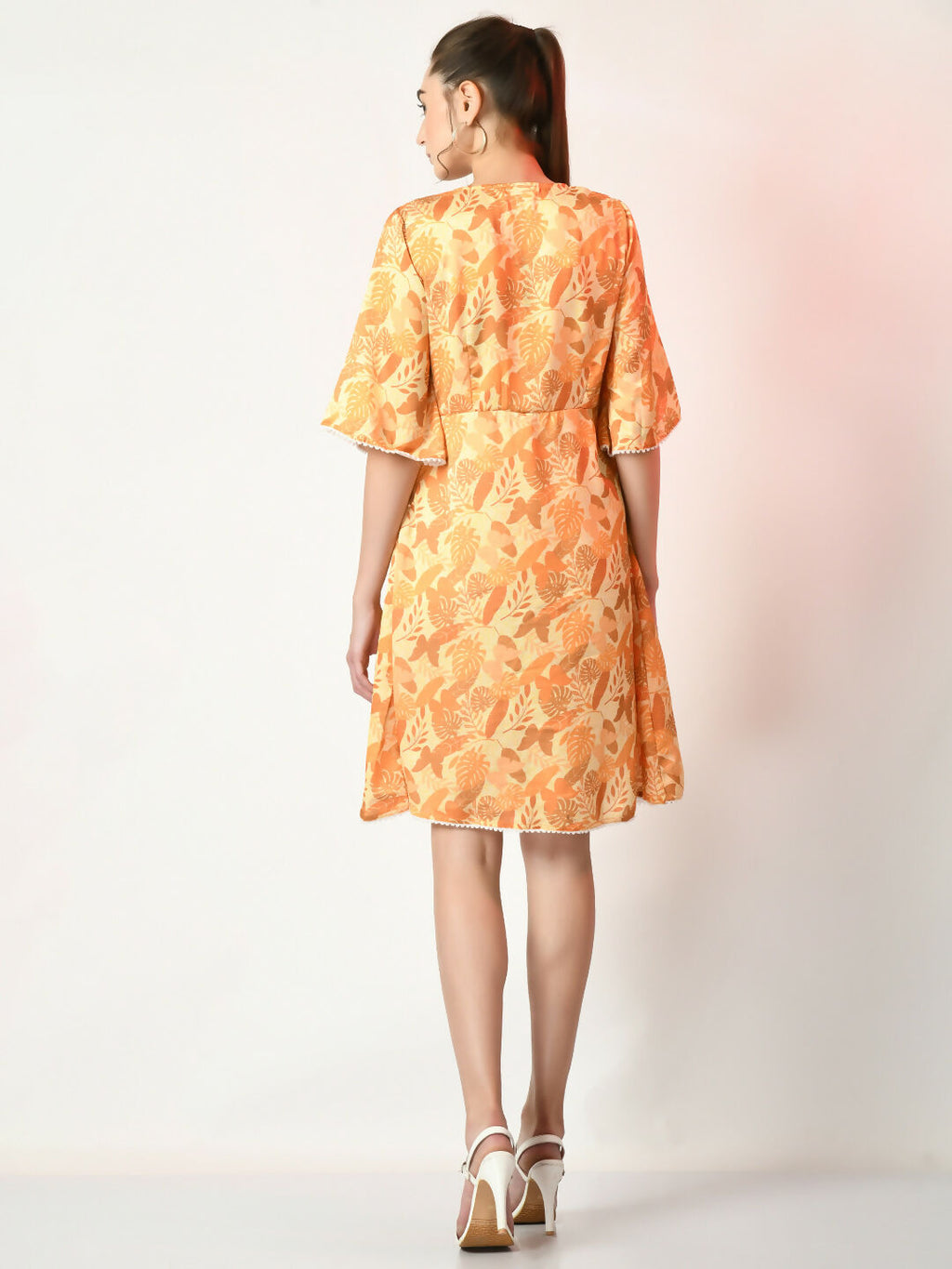 Myshka Women's Yellow Printed Dress