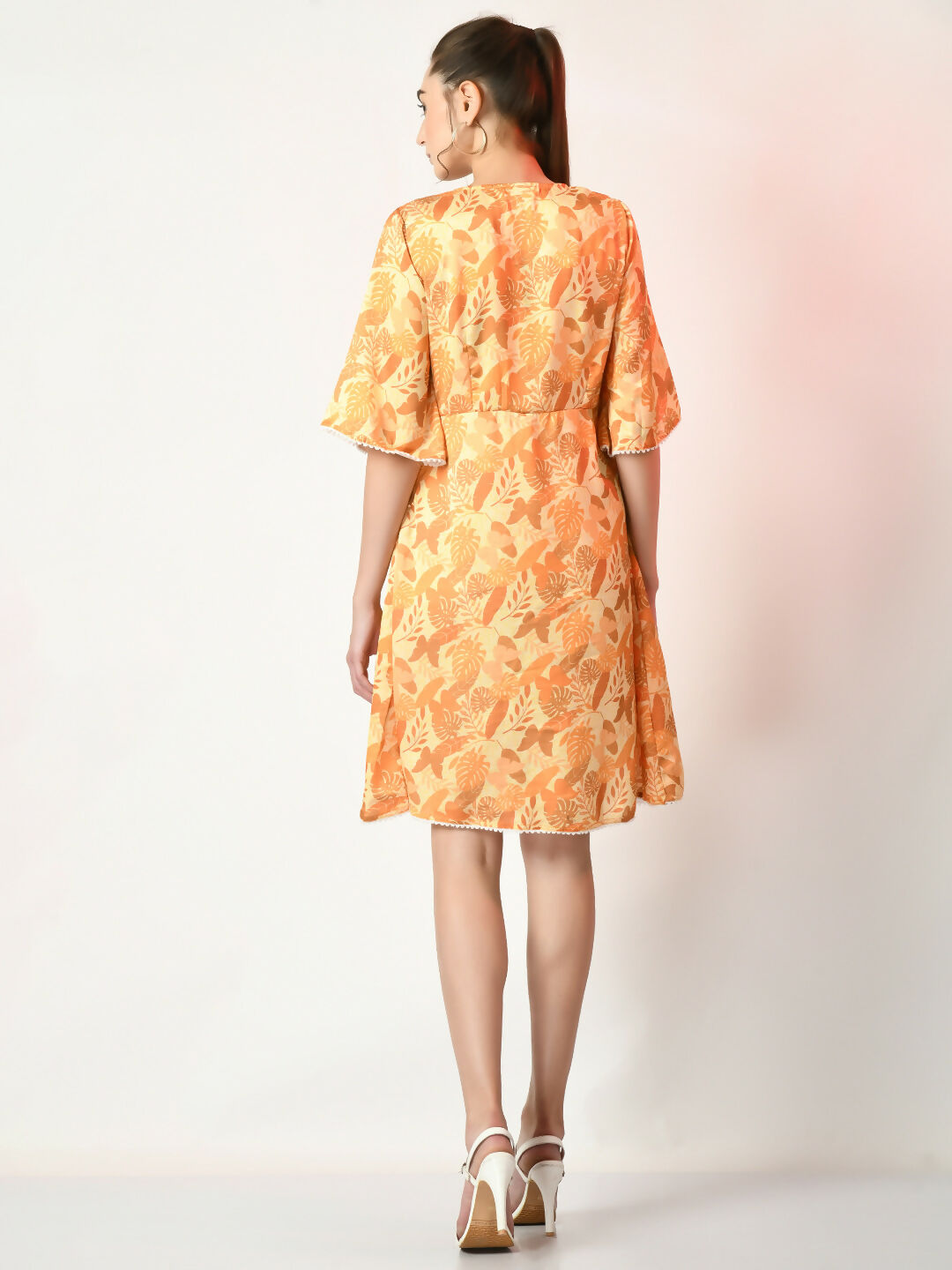 Myshka Women's Yellow Printed Dress