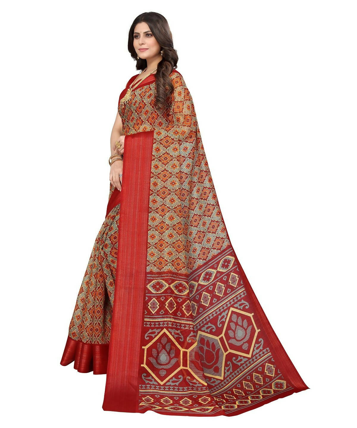 Vamika Cotton Grey Jari Border Bollywood Style Saree (VASU GREY)