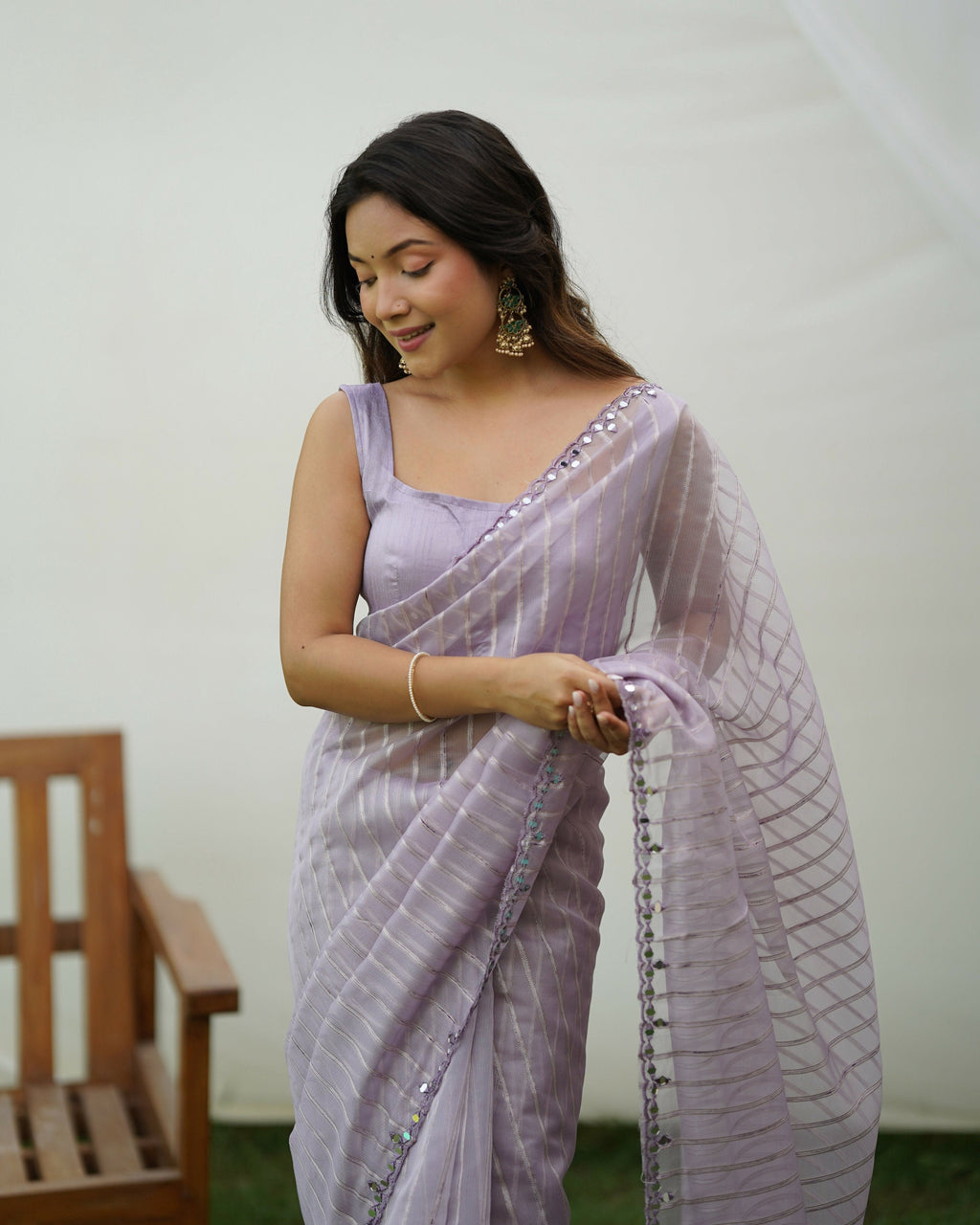 Vamsee Vijaysitara Lavender Organza Saree