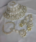 Jewel City Luxurious White Kundan Bridal Set - Complete Semi Wedding Jewelry Collection with Pearl Embellishments