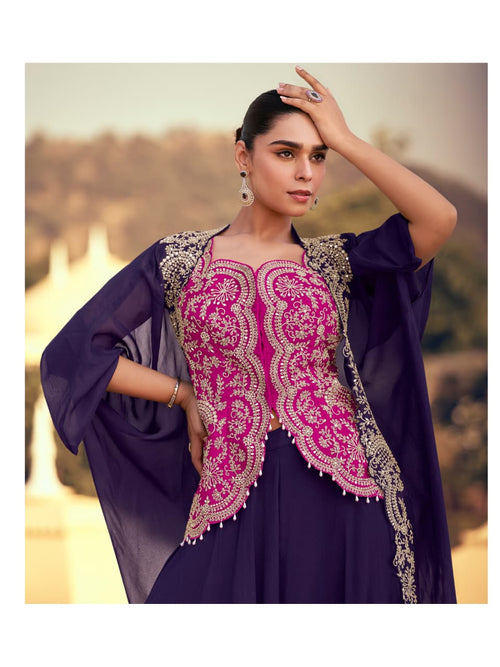 Aarshi Fashions Pink Chinon Wedding Gowns