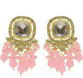 Jewel City Traditional Gold-Plated Kundan Earrings with Blue Beads – Handcrafted Ethnic Dangler Jewelry – Wedding & Party Wear