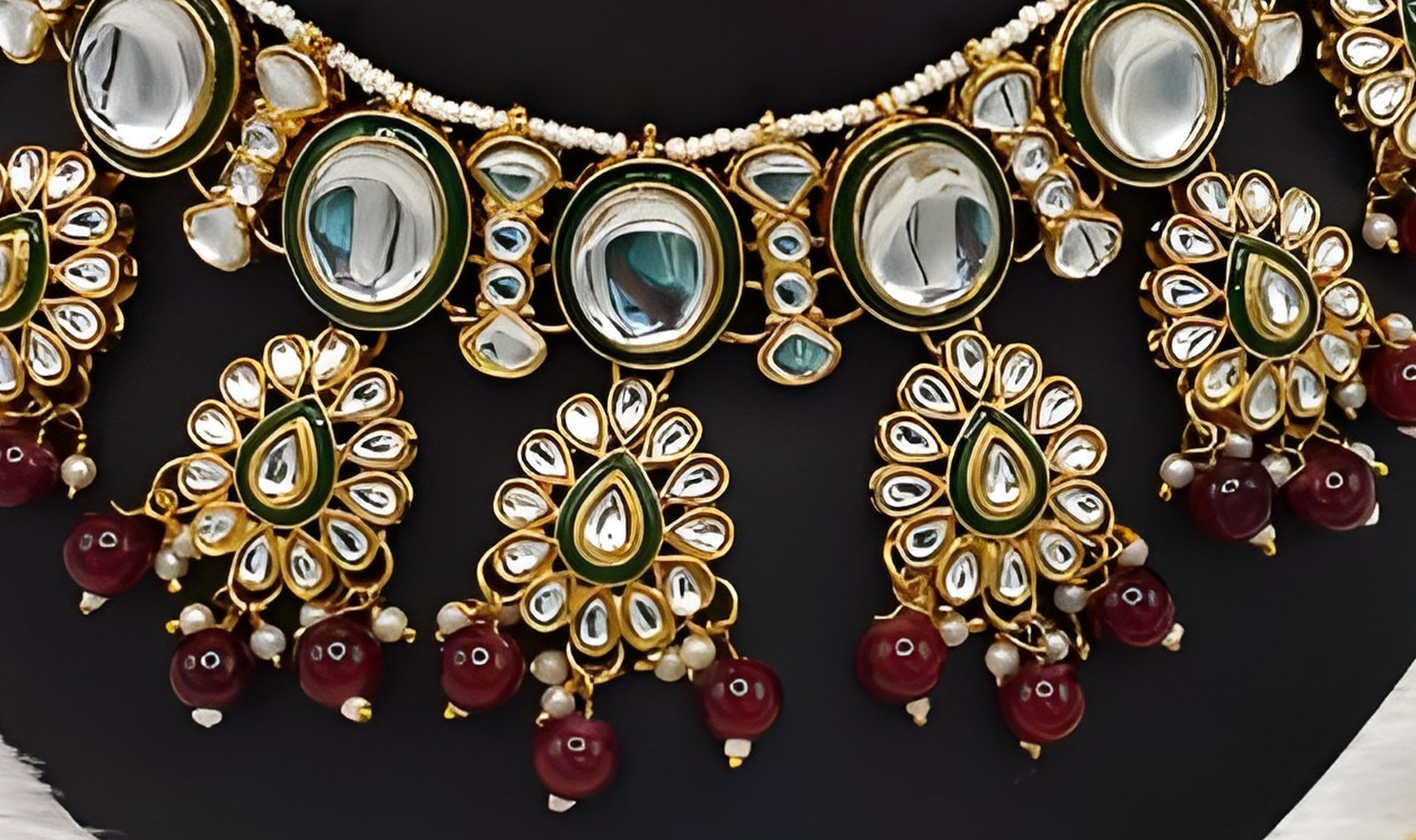 Jewel City Kundan Pearl Necklace Set with Maang Tikka - Designer Meenakari Wedding Jewelry Collection