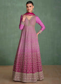 Vastranavya Pink Georgette Seroski Diamond Embroidered Sequins A Line Stunning Anarkali Suit