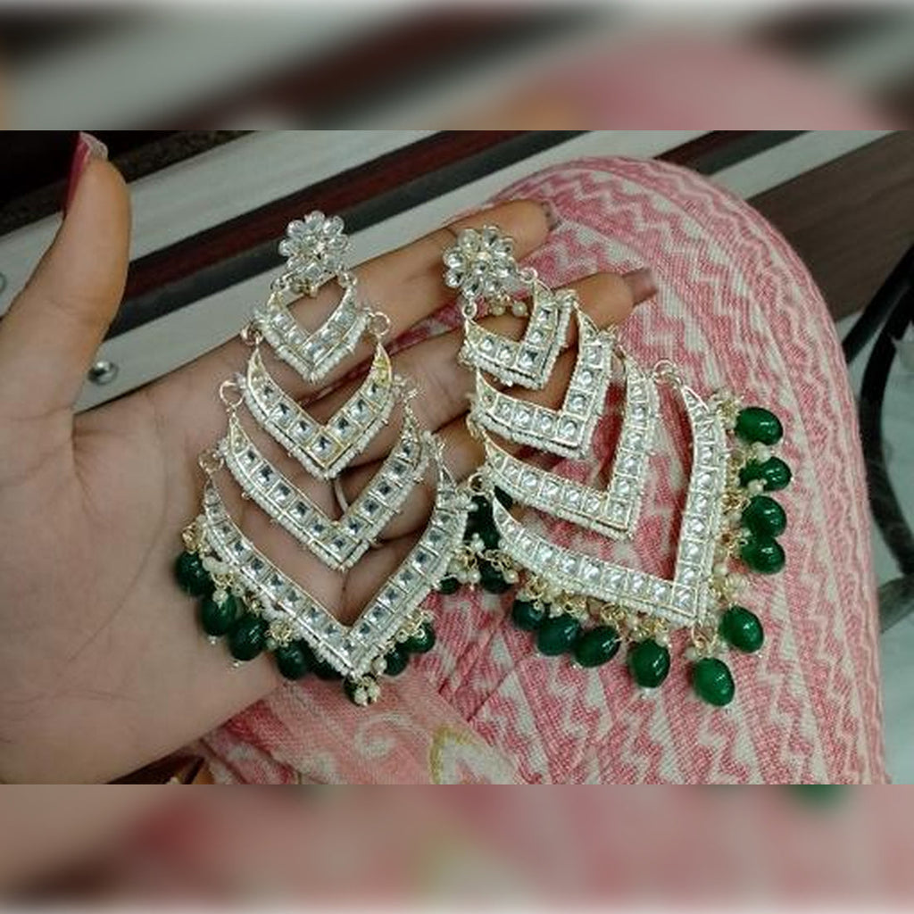 Jewel City Elegant Layered Kundan Pearl Earrings - Handcrafted Multi-Tier Chandbali Jhumkas - Bridal Wedding Statement Jewelry