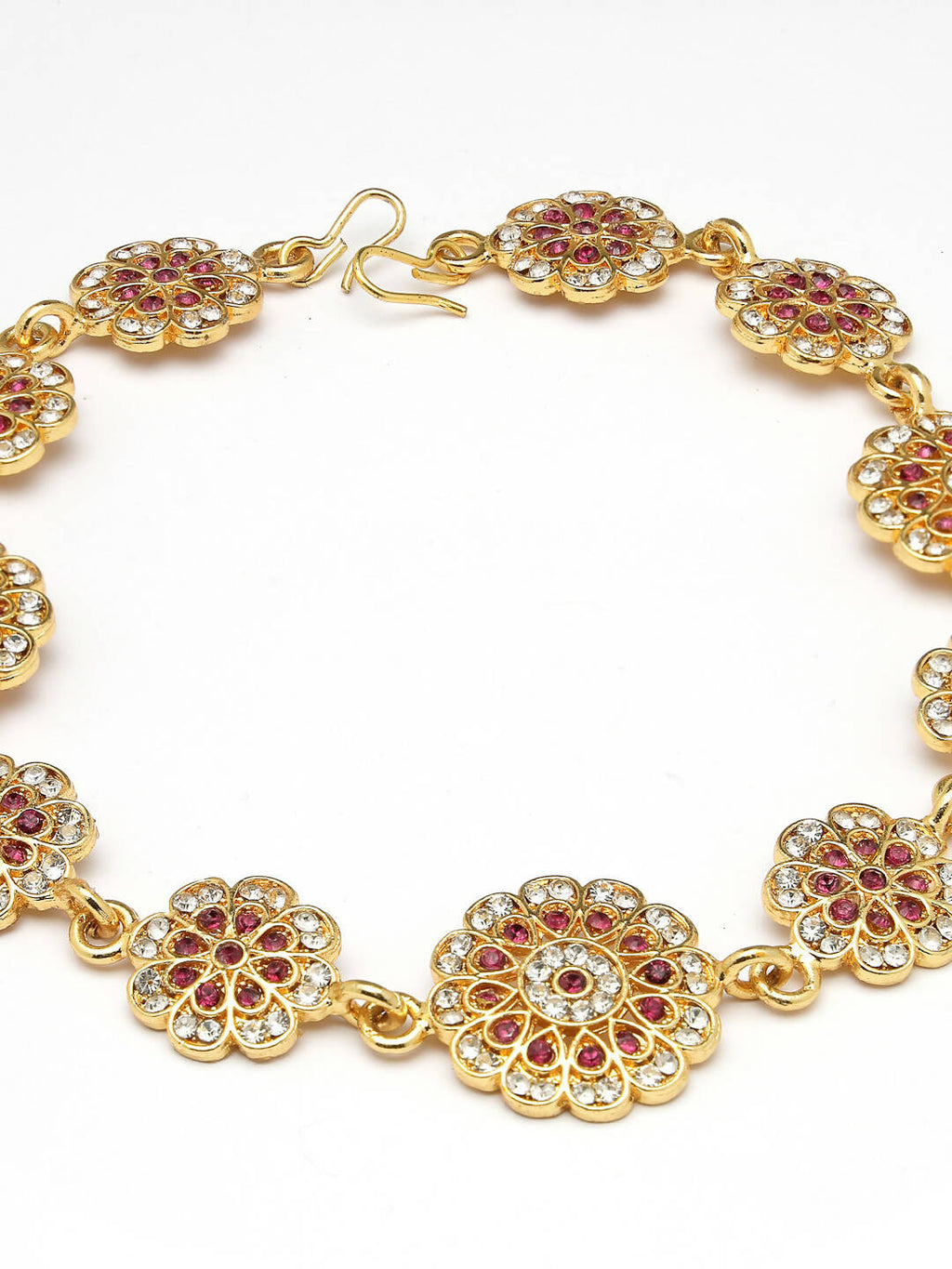 NVR Women's Gold-Polished Traditional Meenakari Stones Trending Matha Patti