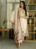 Vegaa Fashion Cream Viscose Silk Beads Work Desginer Suit