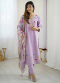 Vegaa Fashion Lavender Viscose Silk Beads Work Desginer Suit