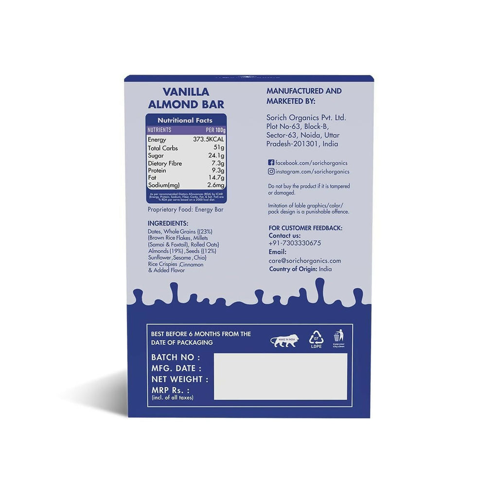 Sorich Organics Multigrain Energy Mini Bars Vanilla Almond