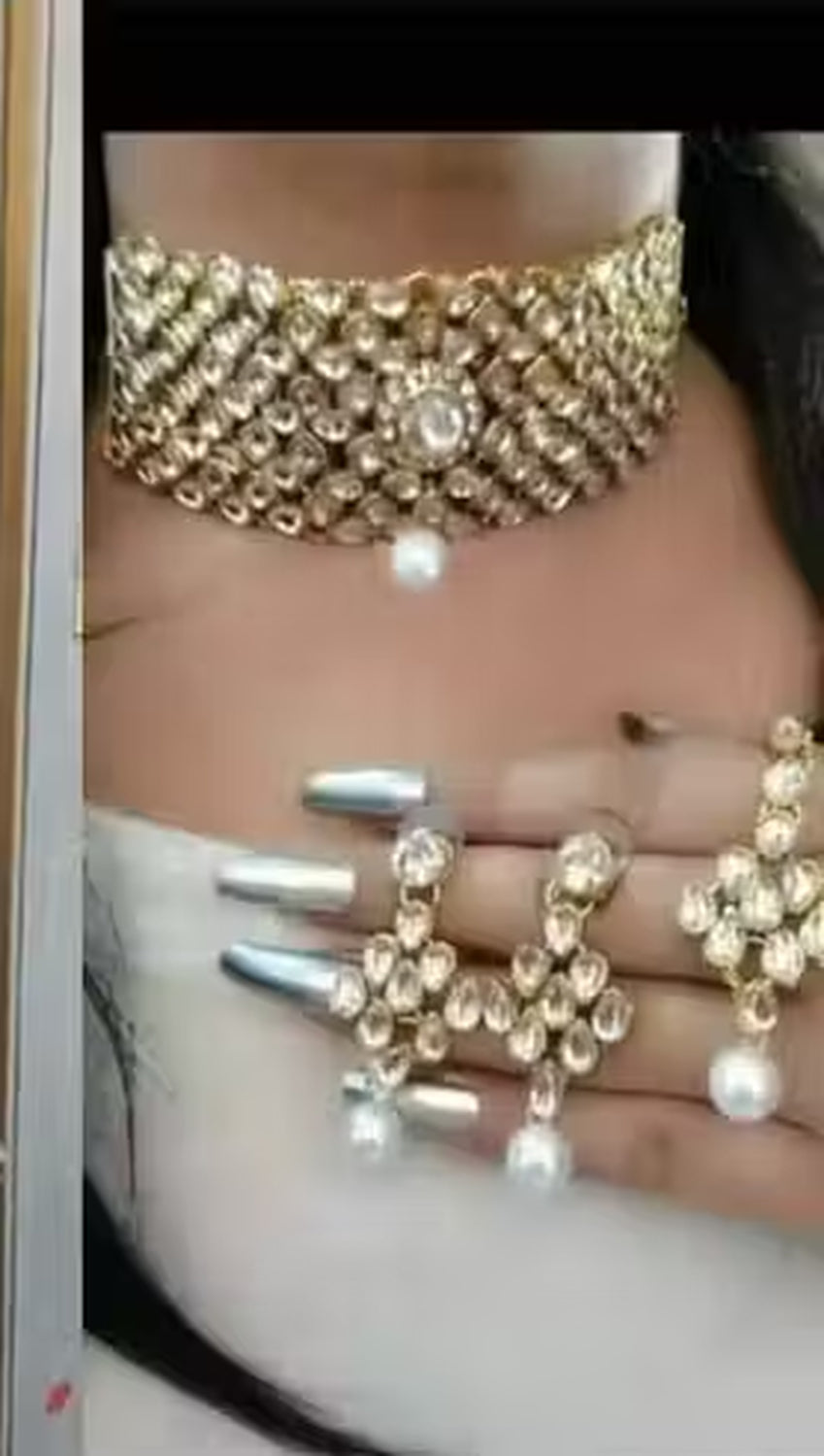 Jewel City Traditional Kundan Choker Necklace Set Handcrafted Gold-Plated Bridal Jewelry Set