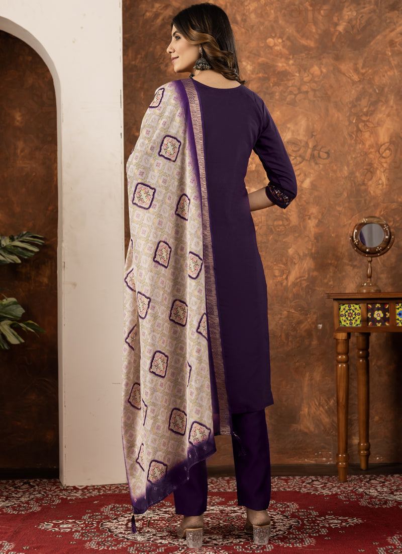 Prazu Fashion Wine Marina Silk Thread Embroidered Kurta Set