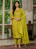 Prazu Fashion Mustard Marina Silk Thread Embroidered Designer Kurta Set