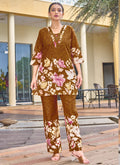 Prazu Fashion Mustard Pure Cotton Stylish Prints Co-Ords Set