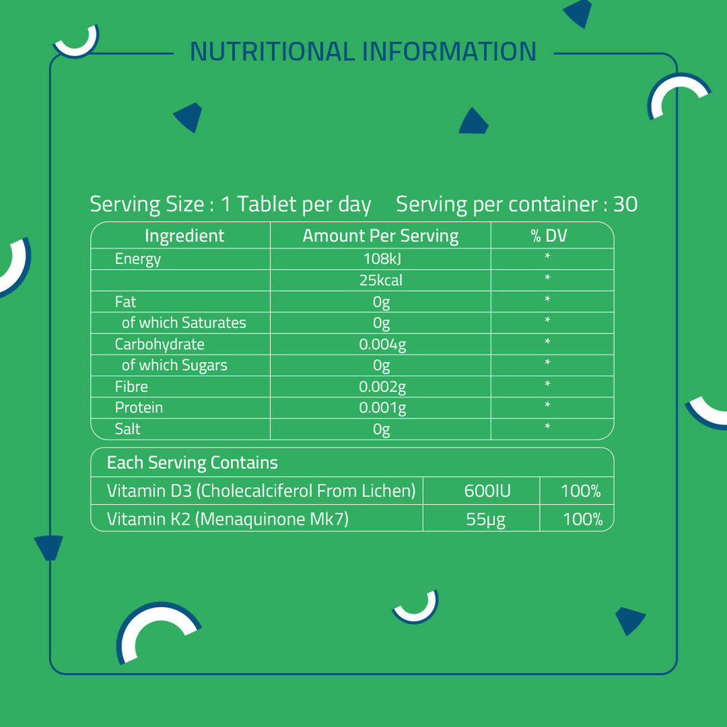 Laurik Vitamin D3, K2 Plant Based Veg Vitamin D3 Immunity Supplement Tablets For Strong Bones