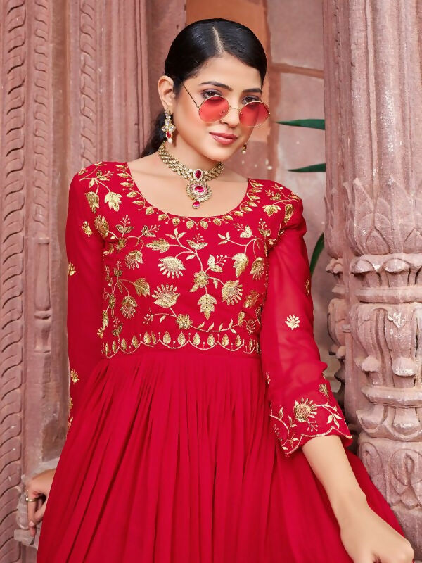 Joban Fashion Maroon Readymade Dress With Sequins embroidery Work
