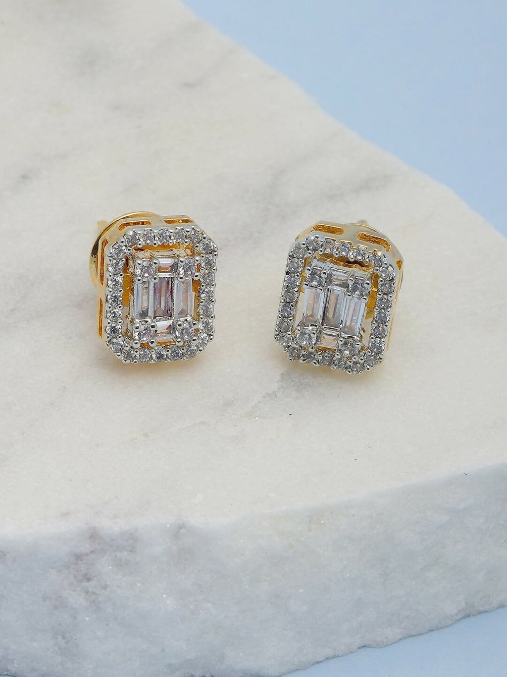 Golden Diamond Studs- Ruby Raang