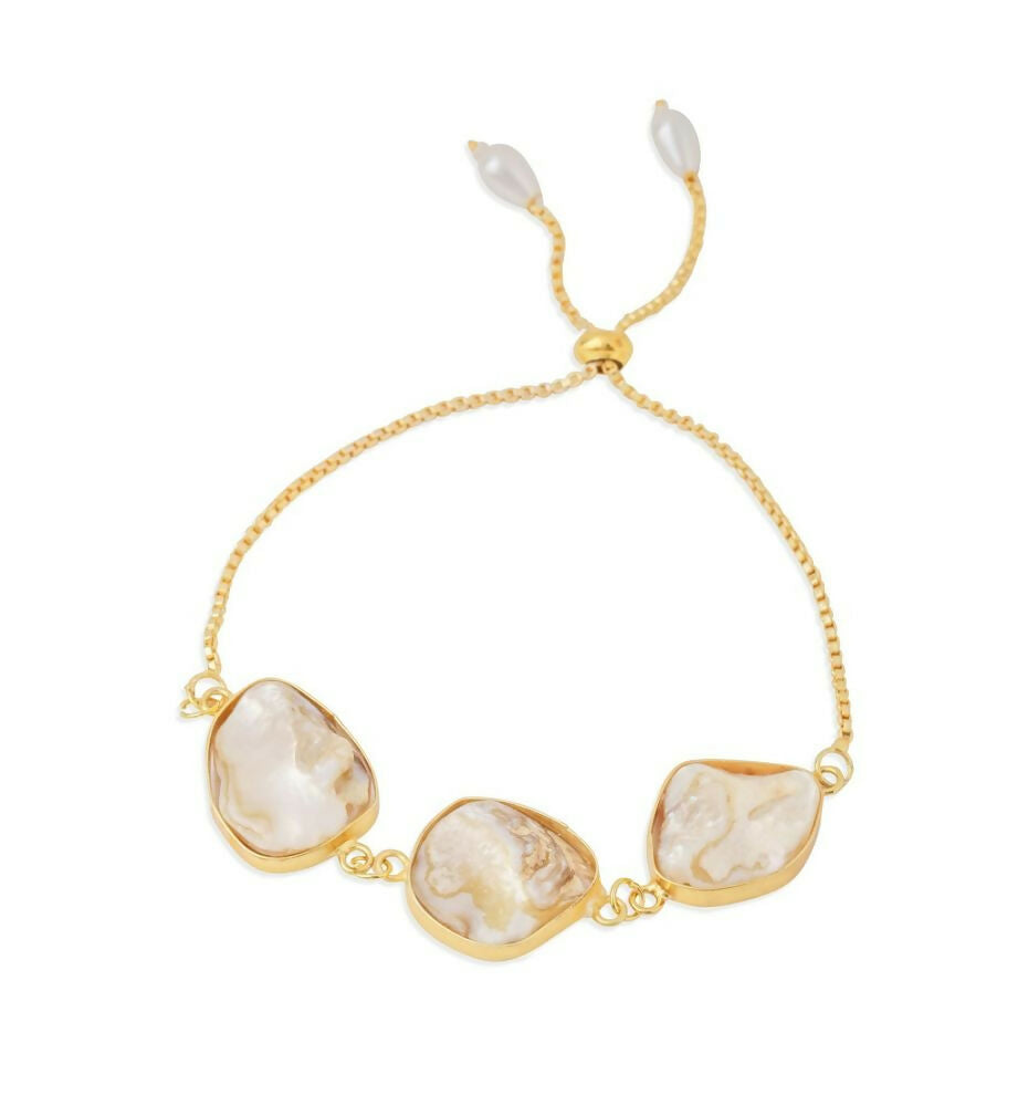 NVR Women's Pearls Gold Toned Bracelet