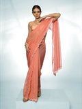 Orange Organza Swarovski Designer Saree - Shezlin