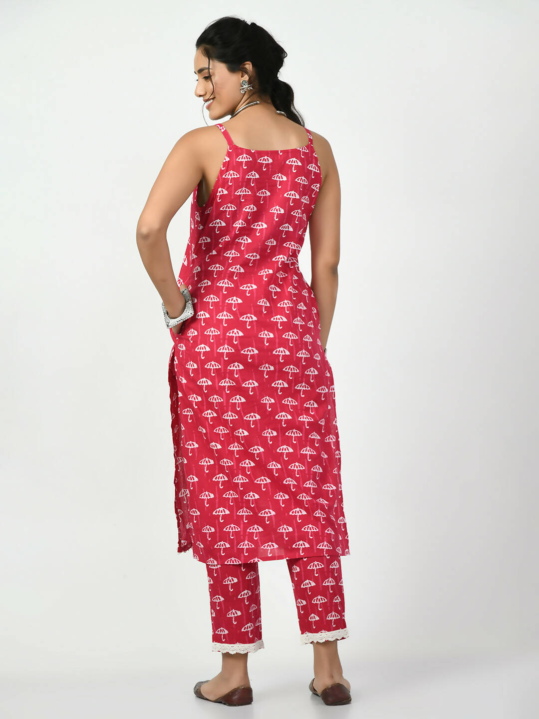 Myshka Women's Pink Printed Kurta With Trouser