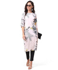 Vamika Cream French Crepe Printed Party Wear/Casual Wear Kurti