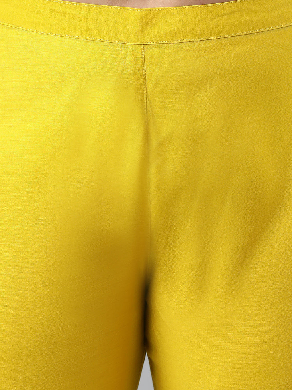 Janasya XL LOVE by Janasya Women's Plus Size Yellow Poly Silk Kurta With Pant