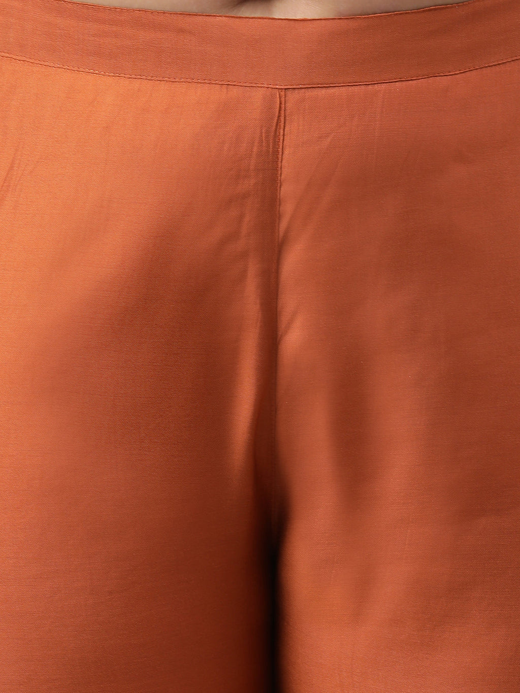 Janasya XL LOVE by Janasya Women's Plus Size Rust Orange Poly Silk Kurta With Pant