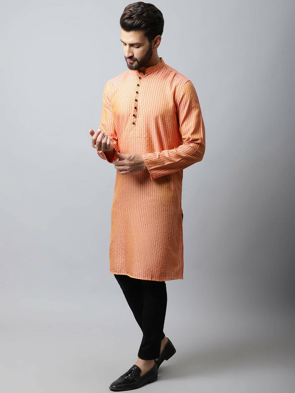 Even Apparels Red Color Pure Cotton Men's Kurta With Side Placket (STR1199)