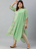 Janasya Women's Light Green Poly Crepe Foil Print Casual Straight kurta