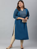 Janasya Women's Teal Poly Crepe Solid Casual Straight kurta