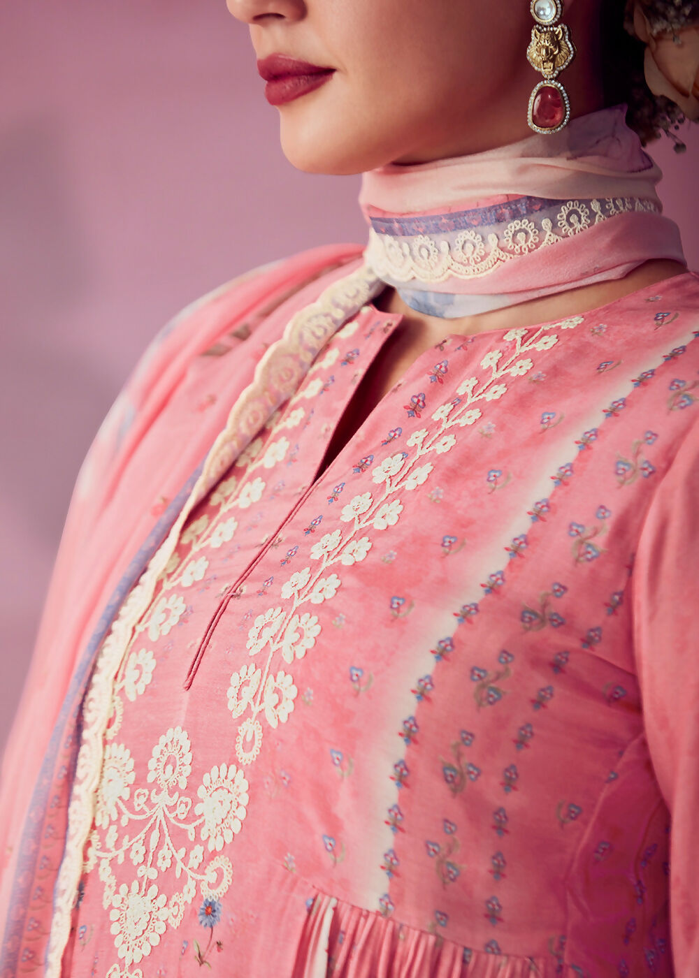 Blush Pink Muslin Cotton Printed Trendy Salwar Kurta Set - Emponline