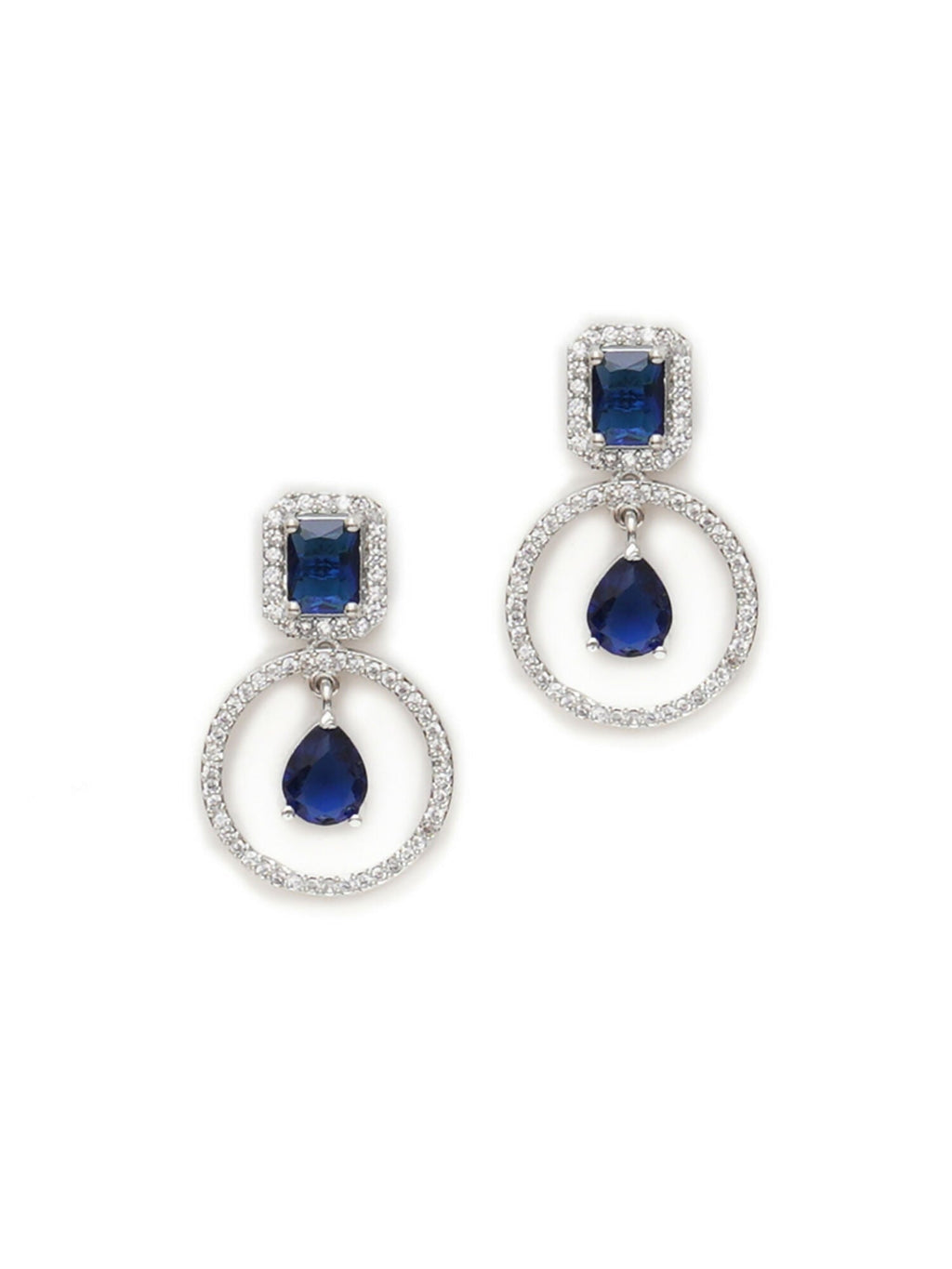 Stone kundan earrings (Blue) - Ruby Raang
