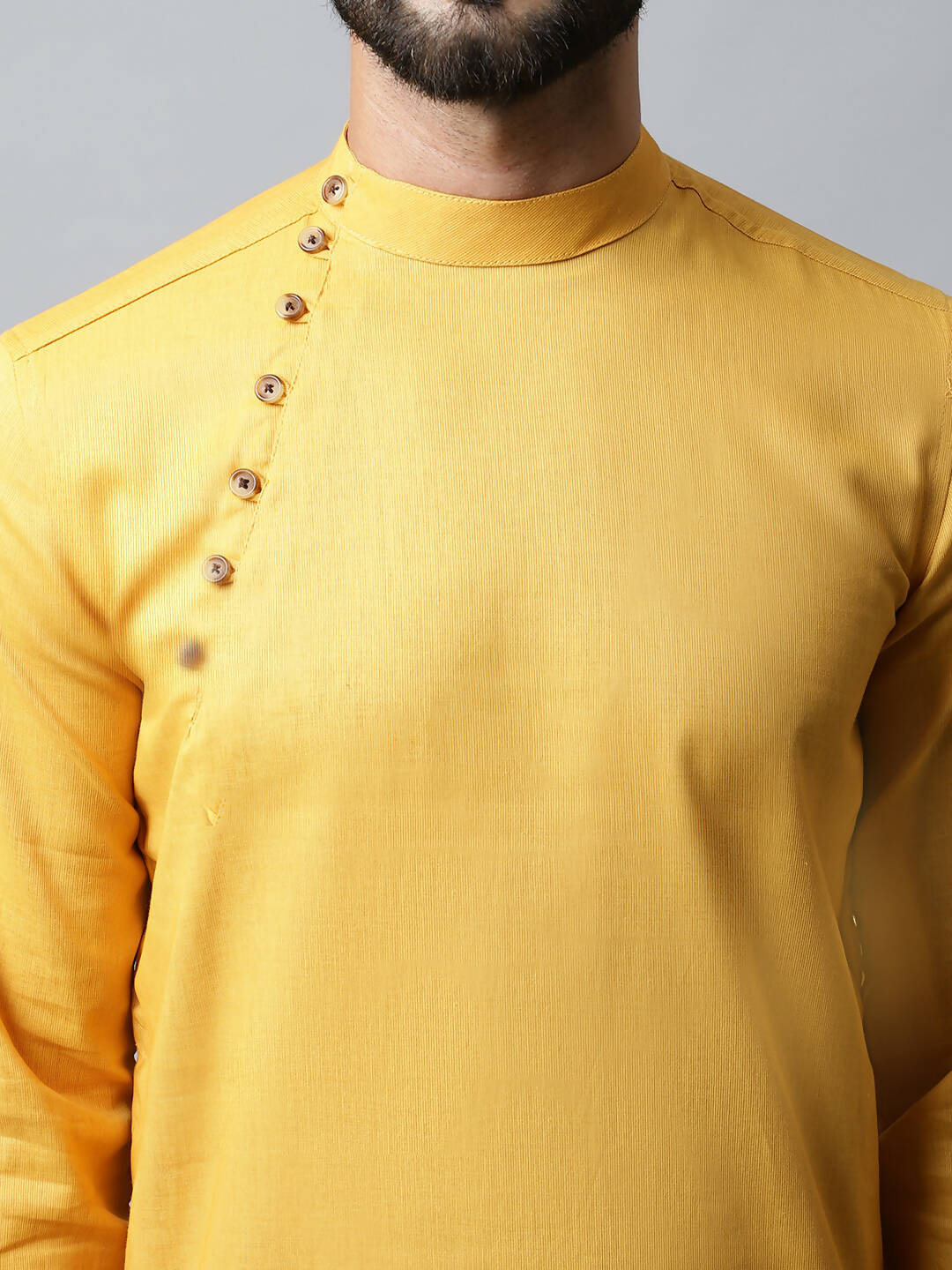 Even Apparels Yellow Color Pure Cotton Men's Kurta With Side Placket (SLD1130)