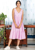 Pimu Midi Dress with Embroidered for Women - Peach