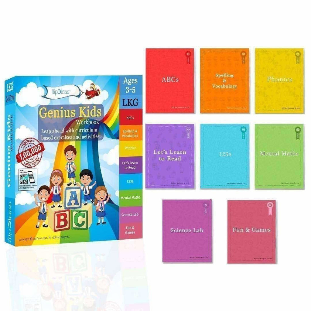 Genius Kids Workbook for UKG (KG-2) and Montessori (4-6 yrs)- Set of 8 Workbooks