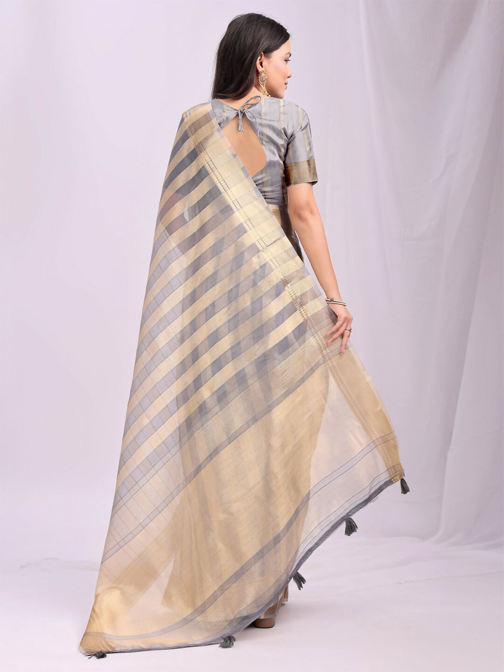Shree Shyam Fashion Organza Grey Saree