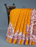 Shades Of Orange With Off-White Colour Leheriya Georgette Saree By Gayathri Reddy Designer Studio