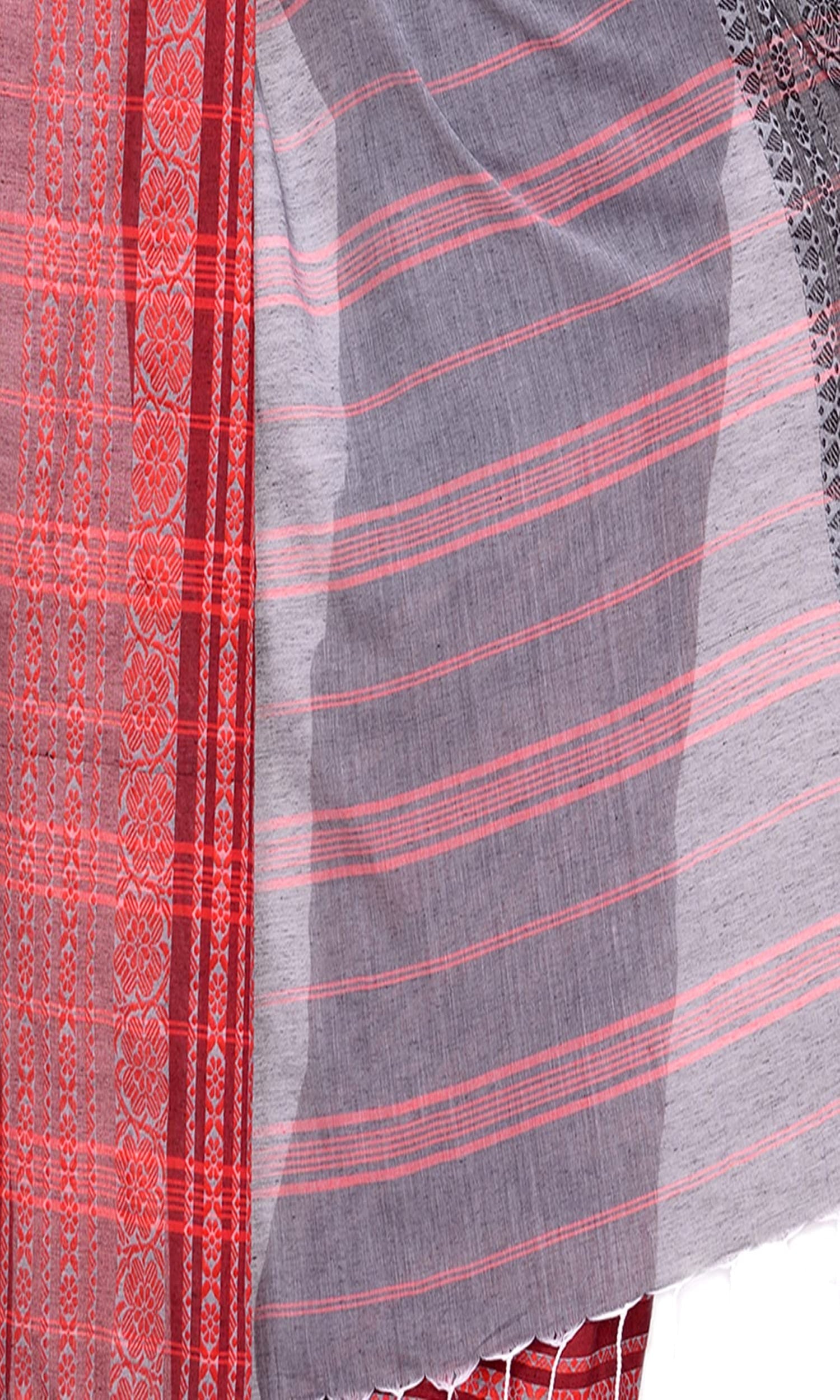 Piyari Fashion Handloom Grey Cotton Begampuri Saree