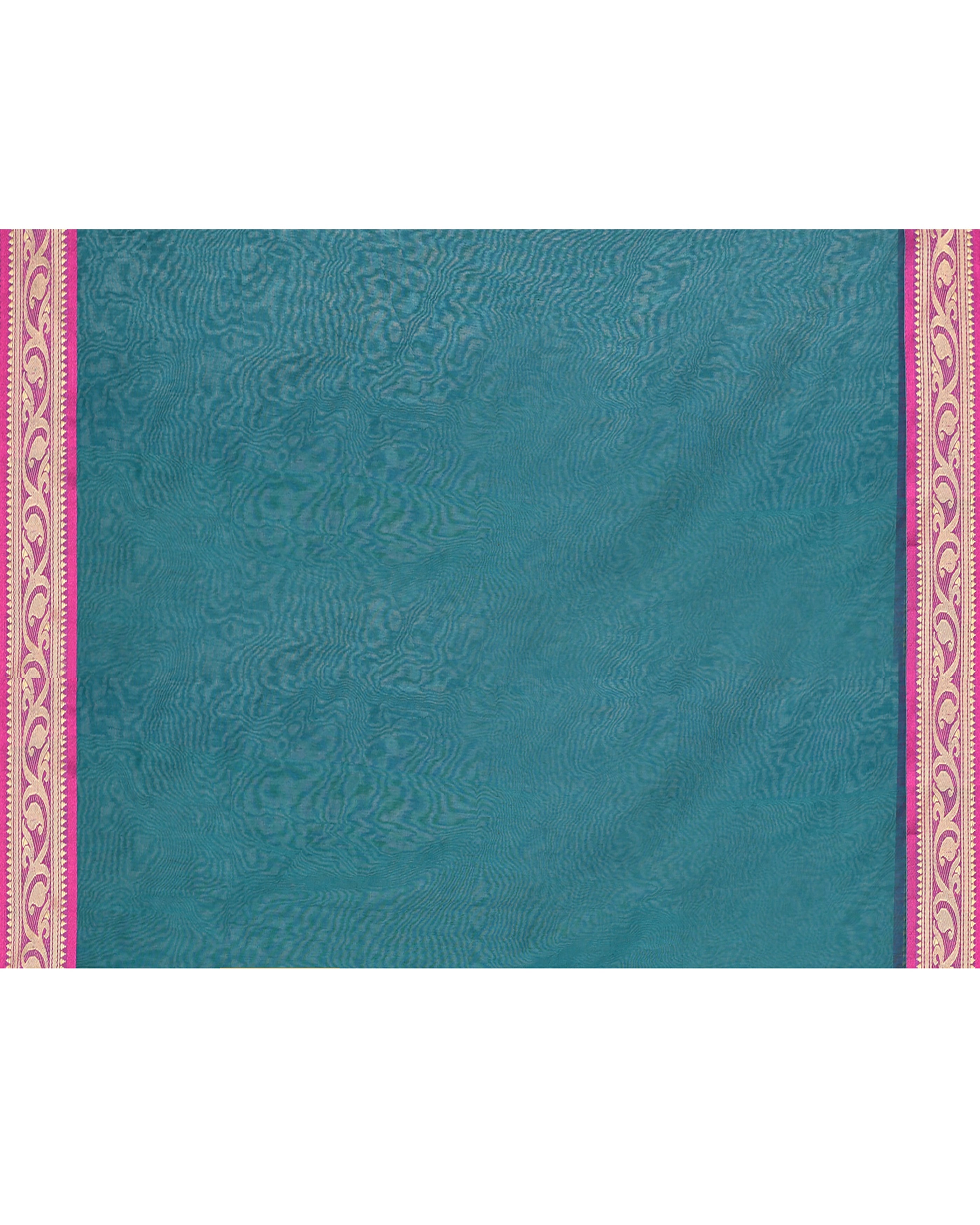 Piyari Fashion Women`s Cotton Silk Teal Handloom Saree With Blouse