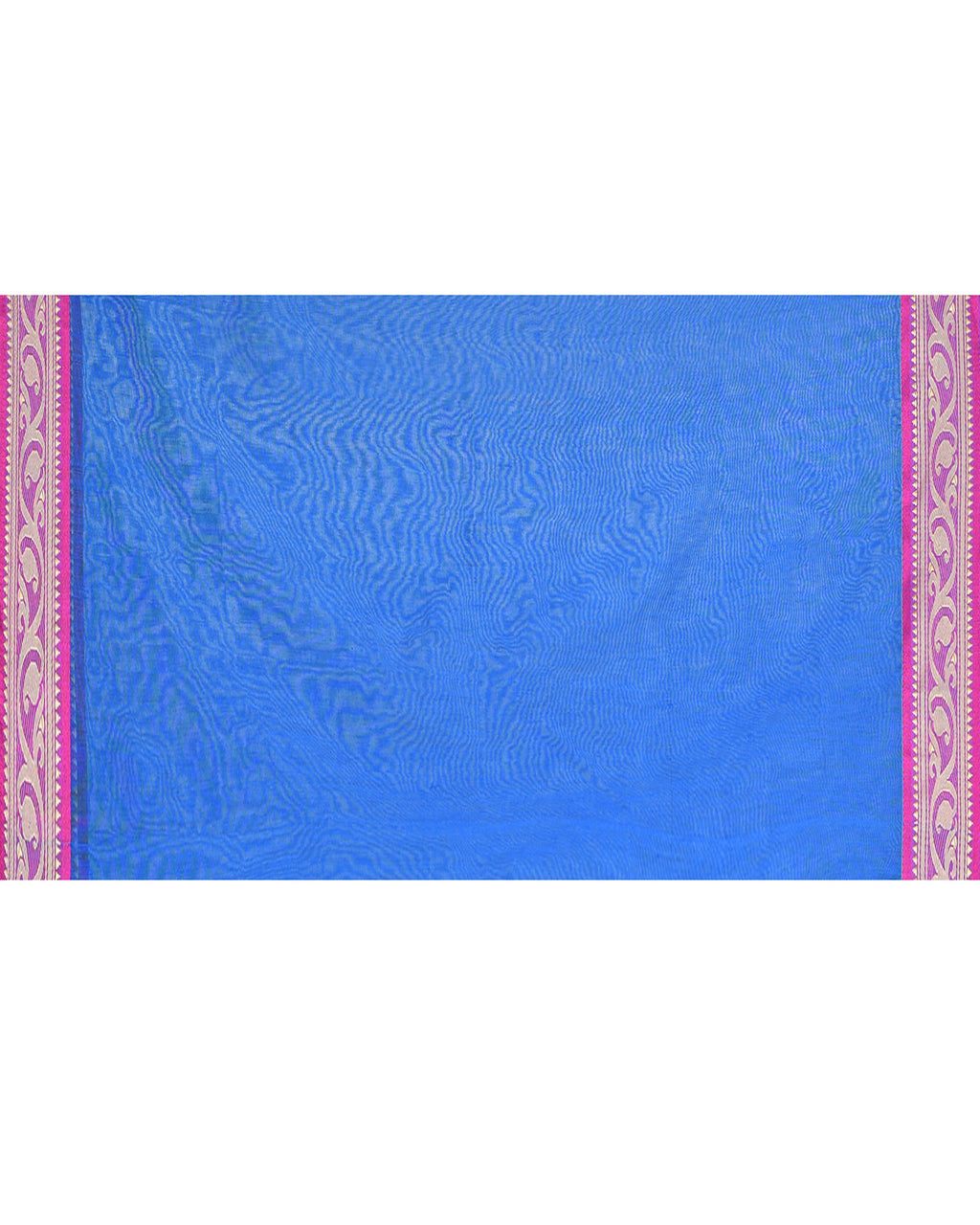 Piyari Fashion Women`s Cotton Silk Blue Handloom Saree With Blouse